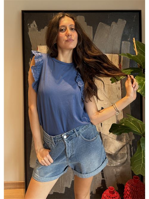 T-shirt manica pizzo san gallo DIECI MINUTI | 80474